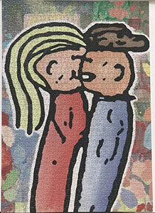 ARTXPUZZLES - Artist Donald Baechler Title:The Kiss Jigsaw Puzzle Size: 19.75" x 28" (502mm x 711mm) 1000 Jigsaw Puzzle Pieces, ESKA Premium Board. Traditional Paper Jigsaw Puzzle